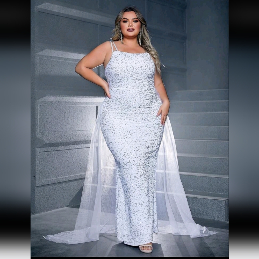 White sequin gown